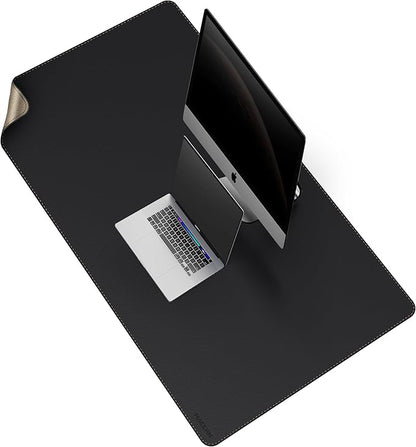 MAIDERN Leather Desk Mat, 51.2” x 27.5” Reversible Large Desk Pad Mat, Cork & Leather Large Mouse pad for Desk, Waterproof Computer Desk Mat for Gaming Home Office (Black) | Desk Pads Blotters - TrueDesk