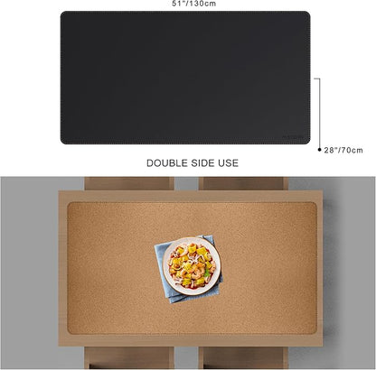 MAIDERN Leather Desk Mat, 51.2” x 27.5” Reversible Large Desk Pad Mat, Cork & Leather Large Mouse pad for Desk, Waterproof Computer Desk Mat for Gaming Home Office (Black) | Desk Pads Blotters - TrueDesk