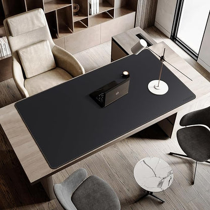 MAIDERN Leather Desk Mat, 51.2” x 27.5” Reversible Large Desk Pad Mat, Cork & Leather Large Mouse pad for Desk, Waterproof Computer Desk Mat for Gaming Home Office (Black) | Desk Pads Blotters - TrueDesk