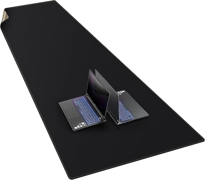 MAIDERN Leather Desk Mat, (5XL) 78.7” x 31.5” Reversible Office Desk Pad Mat, Cork & Leather Large Mouse pad for Desk, Waterproof Computer Desk Mat for Gaming Home Office (Black) | Desk Pads Blotters - TrueDesk