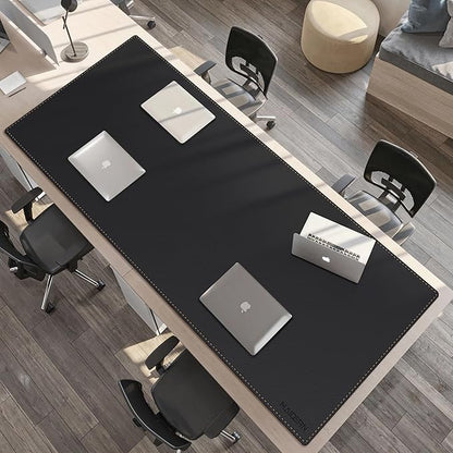 MAIDERN Leather Desk Mat, (5XL) 78.7” x 31.5” Reversible Office Desk Pad Mat, Cork & Leather Large Mouse pad for Desk, Waterproof Computer Desk Mat for Gaming Home Office (Black) | Desk Pads Blotters - TrueDesk
