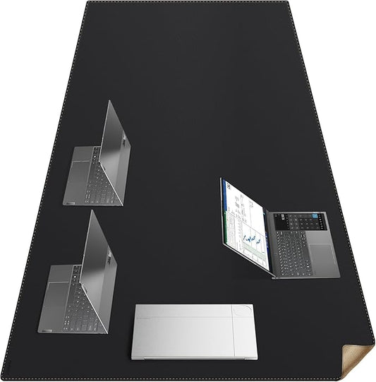 MAIDERN Leather Desk Mat Large XL, 70.8” x 40” Reversible Office Desk Pad Mat, Cork & Leather Large Mouse pad for Desk, Waterproof Computer Desk Mat for Gaming Home Office (Black) | Desk Pads Blotters - TrueDesk