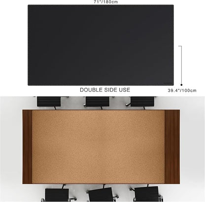 MAIDERN Leather Desk Mat Large XL, 70.8” x 40” Reversible Office Desk Pad Mat, Cork & Leather Large Mouse pad for Desk, Waterproof Computer Desk Mat for Gaming Home Office (Black) | Desk Pads Blotters - TrueDesk