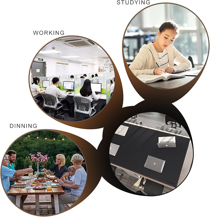 MAIDERN Leather Desk Mat Large XL, 74.8” x 35.4” Reversible Office Desk Pad Mat, Cork & Leather Large Mouse pad for Desk, Waterproof Computer Desk Mat for Gaming Home Office (Black) | Desk Pads Blotters - TrueDesk