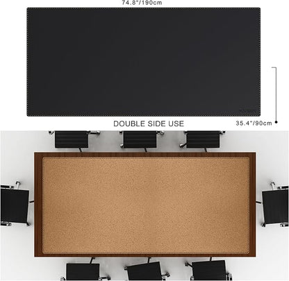 MAIDERN Leather Desk Mat Large XL, 74.8” x 35.4” Reversible Office Desk Pad Mat, Cork & Leather Large Mouse pad for Desk, Waterproof Computer Desk Mat for Gaming Home Office (Black) | Desk Pads Blotters - TrueDesk