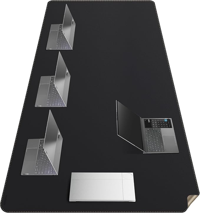 MAIDERN Leather Desk Mat Large XL, 78.7” x 40” Reversible Office Desk Pad Mat, Cork & Leather Large Mouse pad for Desk, Waterproof Computer Desk Mat for Gaming Home Office (Black) | Desk Pads Blotters - TrueDesk