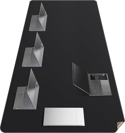 MAIDERN Leather Desk Mat Large XL, 78.7” x 40” Reversible Office Desk Pad Mat, Cork & Leather Large Mouse pad for Desk, Waterproof Computer Desk Mat for Gaming Home Office (Black) | Desk Pads Blotters - TrueDesk