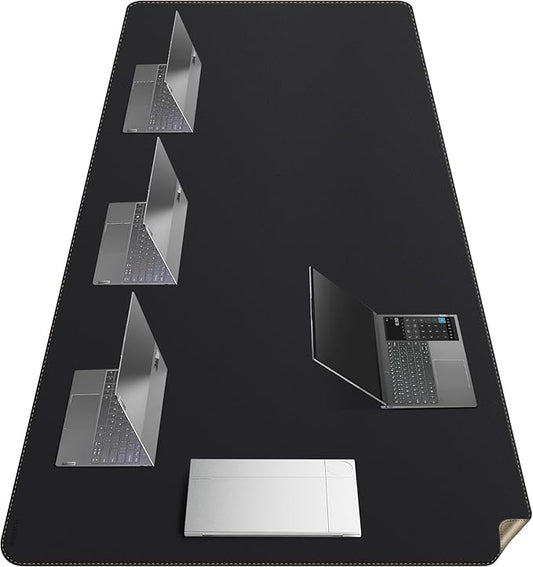 MAIDERN Leather Desk Mat Large XL, 78.7” x 40” Reversible Office Desk Pad Mat, Cork & Leather Large Mouse pad for Desk, Waterproof Computer Desk Mat for Gaming Home Office (Black) | Desk Pads Blotters - TrueDesk