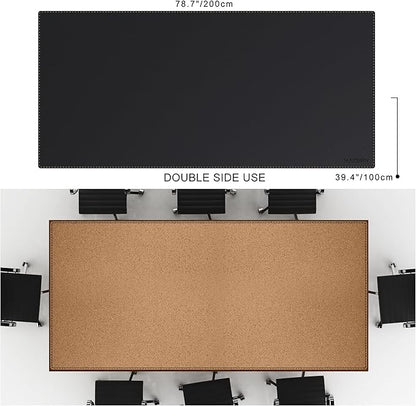 MAIDERN Leather Desk Mat Large XL, 78.7” x 40” Reversible Office Desk Pad Mat, Cork & Leather Large Mouse pad for Desk, Waterproof Computer Desk Mat for Gaming Home Office (Black) | Desk Pads Blotters - TrueDesk