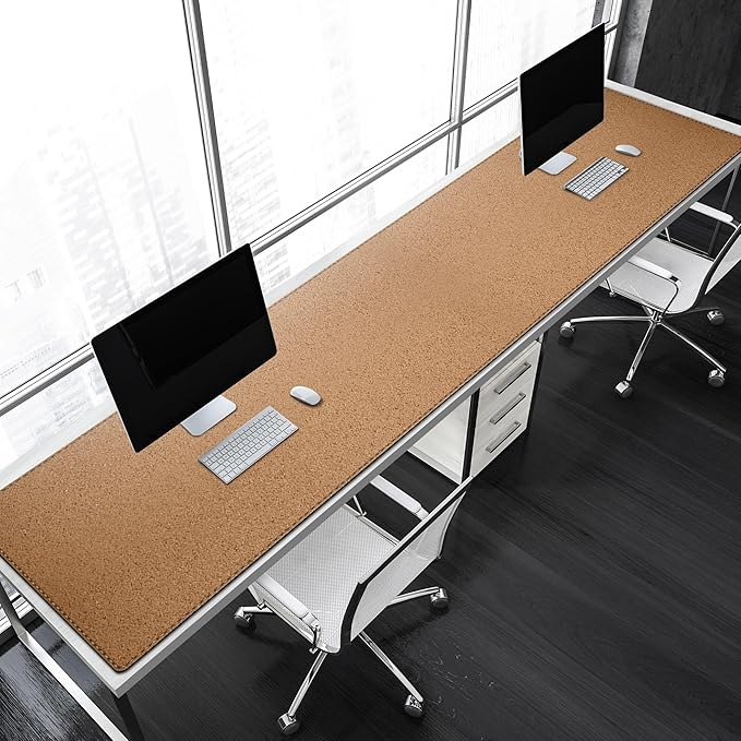 MAIDERN Leather Desk Mat, XXL 74.8” x 19.6” Reversible Large Desk Pad Mat, Cork & Leather Large Mouse pad for Desk, Waterproof Computer Desk Mat for Gaming Home Office (Black) | Desk Pads Blotters - TrueDesk