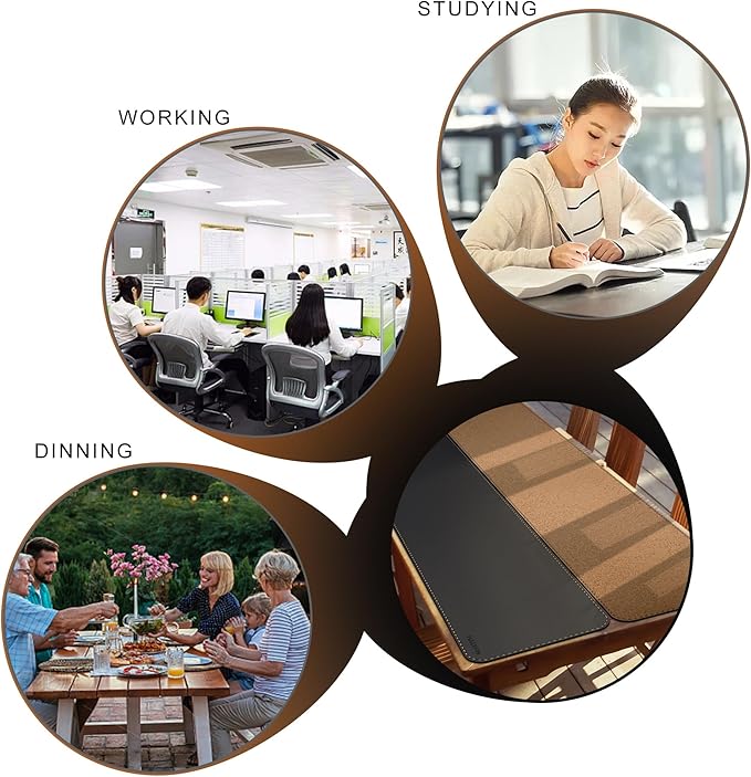 MAIDERN Leather Desk Mat, XXL 78.7” x 15.7” Reversible Large Desk Pad Mat, Cork & Leather Large Mouse pad for Desk, Waterproof Computer Desk Mat for Gaming Home Office (Black) | Desk Pads Blotters - TrueDesk