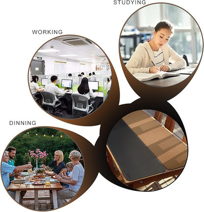 MAIDERN Leather Desk Mat, XXL 78.7” x 15.7” Reversible Large Desk Pad Mat, Cork & Leather Large Mouse pad for Desk, Waterproof Computer Desk Mat for Gaming Home Office (Black) | Desk Pads Blotters - TrueDesk