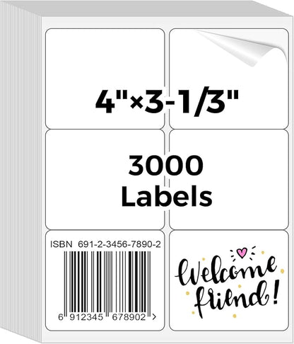 Mailing Labels for Laser/Inkjet Printer, Address Labels Stickers - 500 Sheets 3 1/3" x 4" 6 up Printable Sticker Paper, 3000 Mailling Label for Packages | Laser Inkjet Printer Labels - TrueDesk