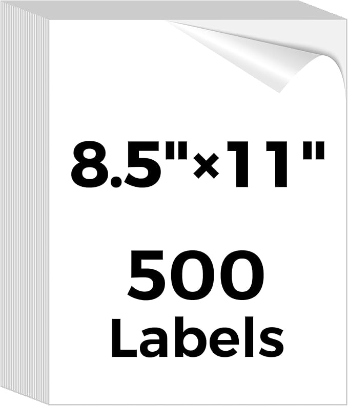 Mailing Labels for Laser/Inkjet Printer, Address Labels Stickers - 500 Sheets 8.5” x 11” Full Sheet Printable Sticker Paper, 500 Large Mailing Label for Packages (1 Shipping Label/Sheet) | Laser Inkjet Printer Labels - TrueDesk