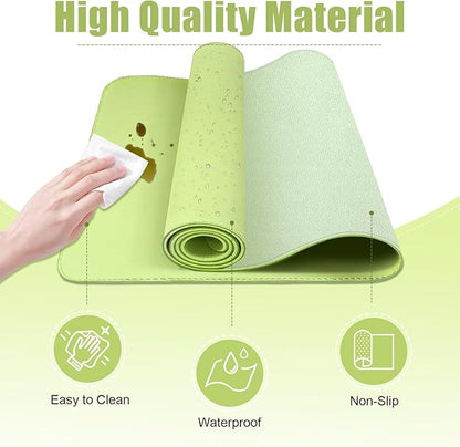 Matcha Green Leather Desk Pad Protector, 47.2'' x 23.6'', Suede Base Non - Slip Office Mat, Waterproof Writing Pad for Home and Office | Desk Pads Blotters - TrueDesk