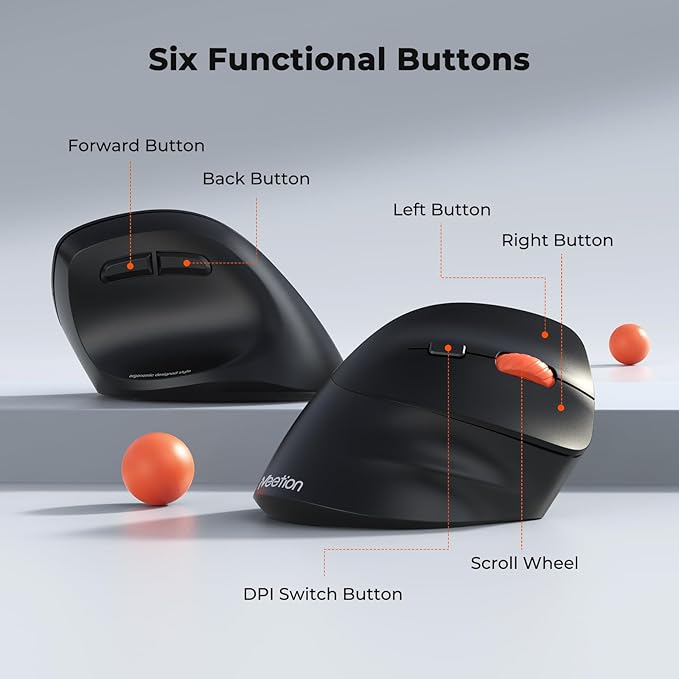 MEETION New Ergonomic Mouse Wireless, Bluetooth Vertical Mouse with 3 Multi - Device for Bluetooth(5.3 * 2), 4 DPI 1200 - 3200 Ergo Mice for Windows/Mac/PC/Laptop/Computer(Large Hands) | Mice - TrueDesk