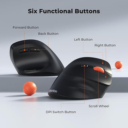 MEETION New Ergonomic Mouse Wireless, Bluetooth Vertical Mouse with 3 Multi - Device for Bluetooth(5.3 * 2), 4 DPI 1200 - 3200 Ergo Mice for Windows/Mac/PC/Laptop/Computer(Large Hands) | Mice - TrueDesk