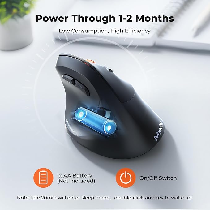 MEETION New Ergonomic Mouse Wireless, Bluetooth Vertical Mouse with 3 Multi - Device for Bluetooth(5.3 * 2), 4 DPI 1200 - 3200 Ergo Mice for Windows/Mac/PC/Laptop/Computer(Large Hands) | Mice - TrueDesk