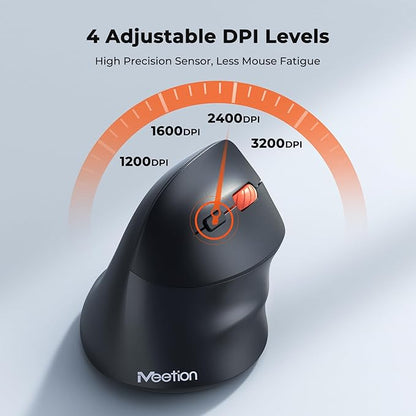 MEETION New Ergonomic Mouse Wireless, Bluetooth Vertical Mouse with 3 Multi - Device for Bluetooth(5.3 * 2), 4 DPI 1200 - 3200 Ergo Mice for Windows/Mac/PC/Laptop/Computer(Large Hands) | Mice - TrueDesk