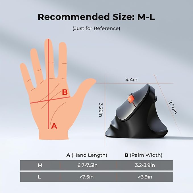 MEETION New Ergonomic Mouse Wireless, Bluetooth Vertical Mouse with 3 Multi - Device for Bluetooth(5.3 * 2), 4 DPI 1200 - 3200 Ergo Mice for Windows/Mac/PC/Laptop/Computer(Large Hands) | Mice - TrueDesk