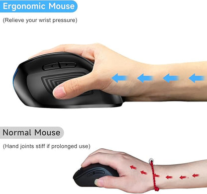 memzuoix Ergonomic Mouse Wireless,2.4G Optical Cordless Mice with 800/1200/1600 DPI,Vertical Computer Wireless Mouse for Laptop, Mac,PC,Desktop (for Right Hand, Large),Blue | Mice - TrueDesk
