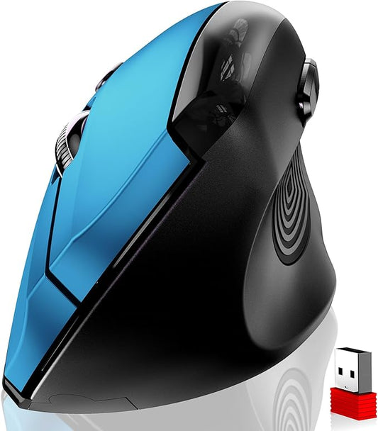 memzuoix Ergonomic Mouse Wireless,2.4G Optical Cordless Mice with 800/1200/1600 DPI,Vertical Computer Wireless Mouse for Laptop, Mac,PC,Desktop (for Right Hand, Large),Blue | Mice - TrueDesk
