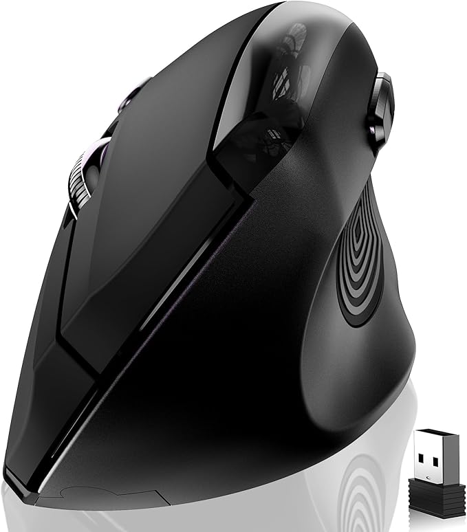 memzuoix Ergonomic Wireless Mouse, 2.4G Optical Cordless, 800/1200/1600 DPI, Vertical Computer Mouse for Laptop, Mac, PC, Desktop (Right Hand, Large) - Black | Mice - TrueDesk
