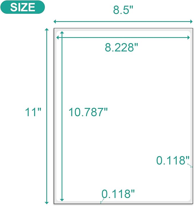MFLABEL 100 - Pack Full Sheet Labels (8.5" x 11") Matte White - Laser/Inkjet Printer Shipping Labels w/Strong Permanent Adhesive + 12 Free Fragile Stickers | Laser Inkjet Printer Labels - TrueDesk