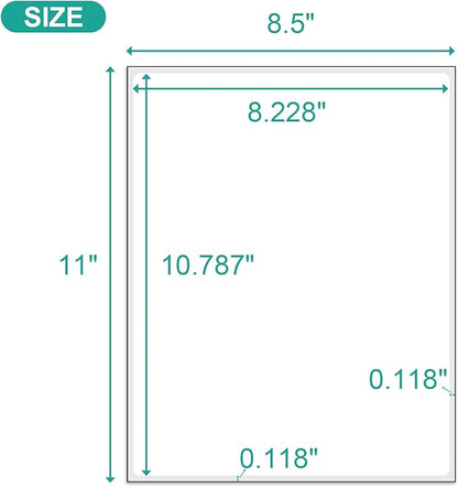 MFLABEL 100 - Pack Full Sheet Labels (8.5" x 11") Matte White - Laser/Inkjet Printer Shipping Labels w/Strong Permanent Adhesive + 12 Free Fragile Stickers | Laser Inkjet Printer Labels - TrueDesk