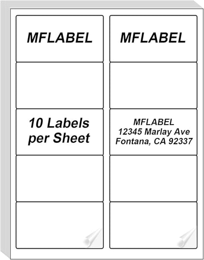 MFLABEL 2"x4" Shipping Labels - 1000 Premium Matte White Address Labels for FBA, Laser & Inkjet Printers (100 Sheets, 10/Sht) + Free Fragile Stickers! | Laser Inkjet Printer Labels - TrueDesk