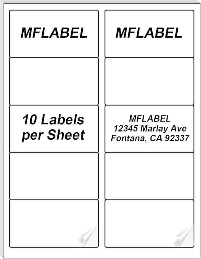 MFLABEL 2x4 Shipping Labels - 25 Sheets (250 Labels) for Laser & Inkjet Printers, 10 - UP FBA Address Stickers, Matte White Self - Adhesive Mailing Labels for Packages, Boxes, envelopes | Laser Inkjet Printer Labels - TrueDesk