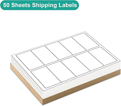 MFLABEL 2x4 Shipping Labels - 500 Adhesive Address Labels for Laser/Inkjet Printer, 50 Sheets FBA Labels, 10 - UP Matte White Stickers for Packages, Mail, FBA & Shipping Boxes | Laser Inkjet Printer Labels - TrueDesk