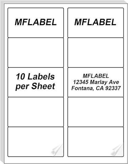 MFLABEL 2x4 Shipping Labels - 500 Adhesive Address Labels for Laser/Inkjet Printer, 50 Sheets FBA Labels, 10 - UP Matte White Stickers for Packages, Mail, FBA & Shipping Boxes | Laser Inkjet Printer Labels - TrueDesk