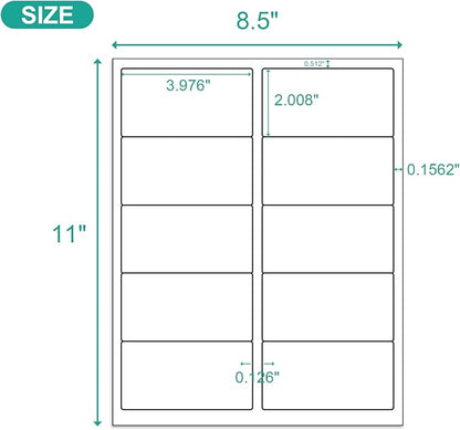 MFLABEL 2x4 Shipping Labels - 500 Adhesive Address Labels for Laser/Inkjet Printer, 50 Sheets FBA Labels, 10 - UP Matte White Stickers for Packages, Mail, FBA & Shipping Boxes | Laser Inkjet Printer Labels - TrueDesk