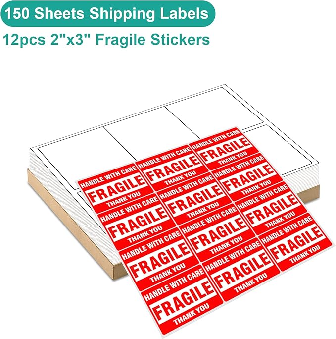 MFLABEL 3 - 1/3" x 4" Shipping Address Labels, FBA Labels, 6 - UP Sticker Labels, White Shipping Labels, Easy to Peel, Address Labels for Laser/Ink Jet Printer, 6 Per Page (900 Labels, 150 Sheets) | Laser Inkjet Printer Labels - TrueDesk