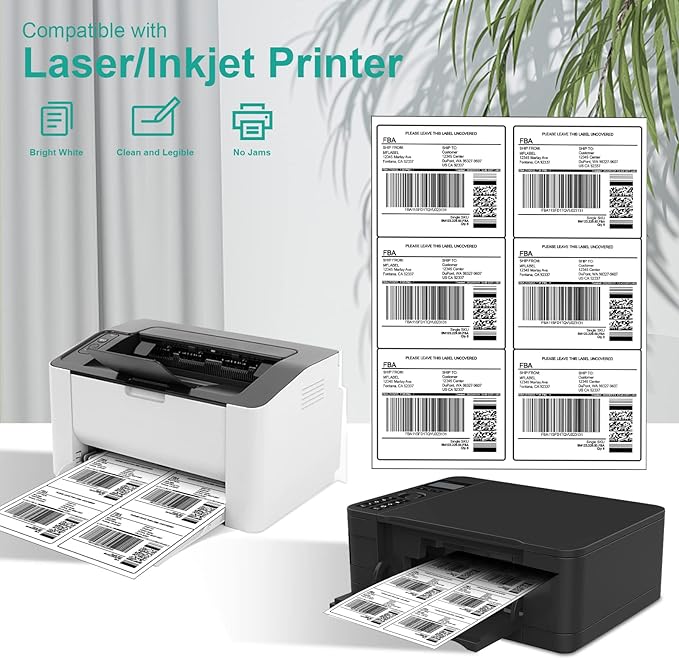 MFLABEL 3 - 1/3" x 4" Shipping Address Labels, FBA Labels, 6 - UP Sticker Labels, White Shipping Labels, Easy to Peel, Address Labels for Laser/Ink Jet Printer, 6 Per Page (900 Labels, 150 Sheets) | Laser Inkjet Printer Labels - TrueDesk