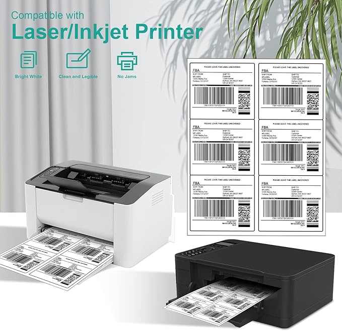 MFLABEL 3 - 1/3" x 4" Shipping Address Sticker, FBA Labels, 6 - UP Sticker Label, White Shipping Label, Easy to Peel, Address Paper for Laser/Ink Jet Printer, 6 Per Page (9000 Labels, 1500 Sheets) | Laser Inkjet Printer Labels - TrueDesk