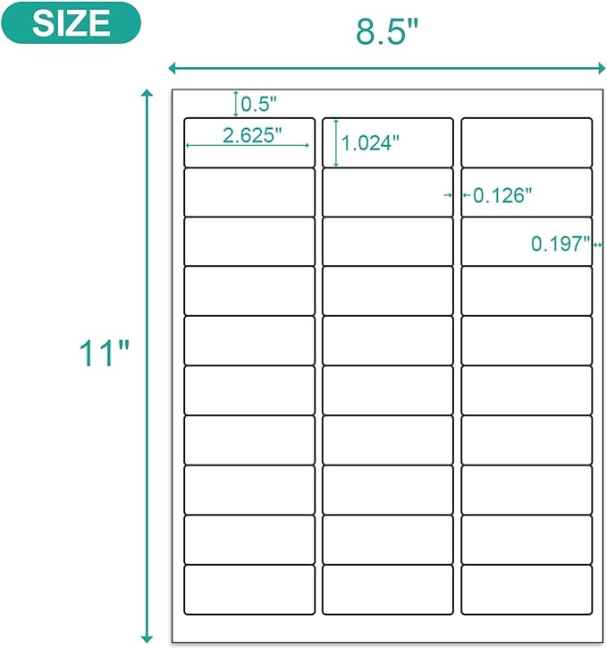 MFLABEL Address Labels 1x2.625 Inch - 30 Per Sheet White Matte Mailing Labels for Laser & Inkjet Printers (750 Labels, 25 Sheets) - Strong Adhesive Shipping Stickers | Laser Inkjet Printer Labels - TrueDesk