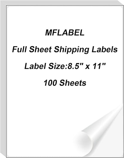 MFLABEL Full Sheet Sticker Label, Address Sticker, White Matte Label Paper, 8 - 1/2" x 11" Shipping Labels for Laser & Inkjet Printer (900 Labels, 900 Sheets) | Laser Inkjet Printer Labels - TrueDesk