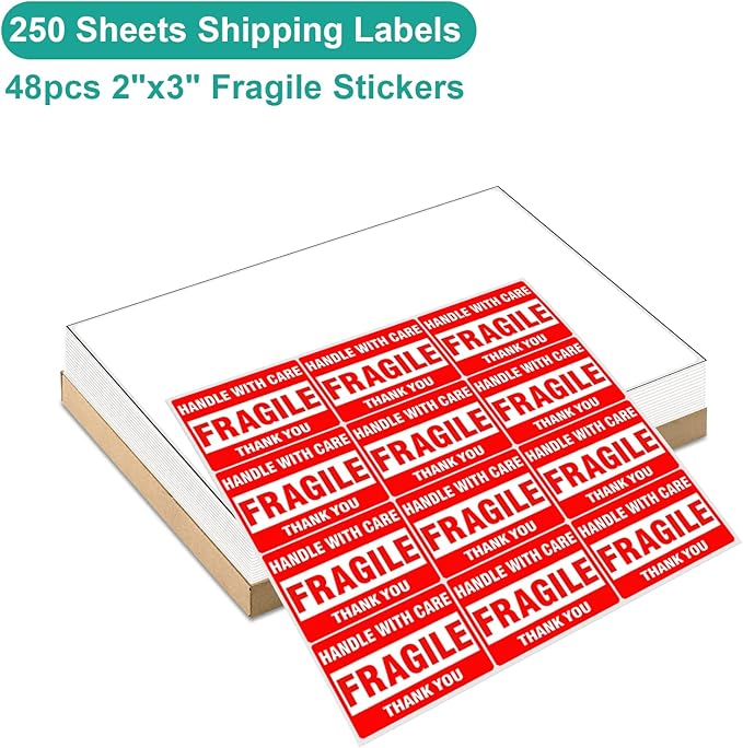 MFLABEL Full Sheet Sticker Labels, Address Labels, White Matte Label Paper, 8 - 1/2" x 11" Shipping Labels for Laser & Inkjet Printer (250 Labels, 250 Sheets) | Laser Inkjet Printer Labels - TrueDesk