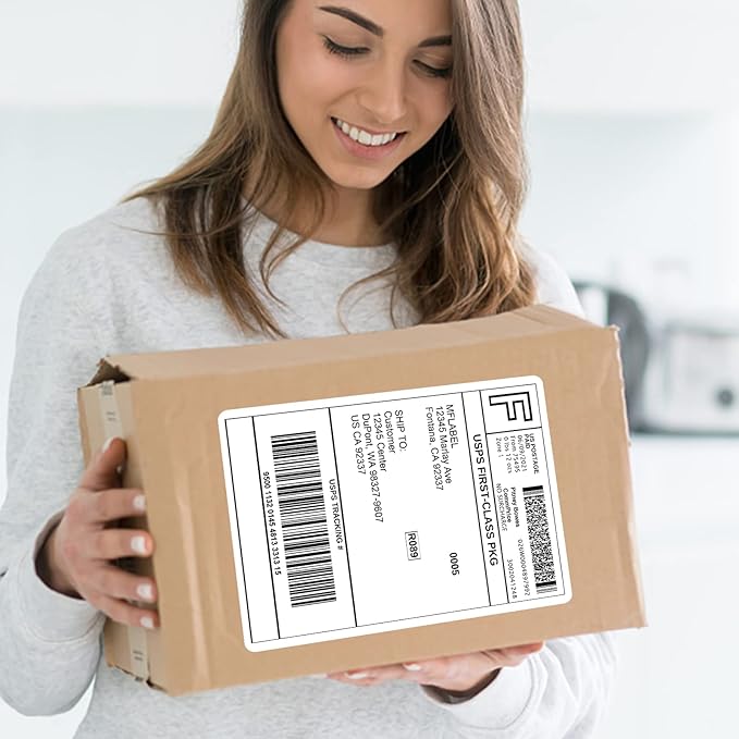 MFLABEL Full Sheet Sticker Labels, Address Labels, White Matte Label Paper, 8 - 1/2" x 11" Shipping Labels for Laser & Inkjet Printer (250 Labels, 250 Sheets) | Laser Inkjet Printer Labels - TrueDesk
