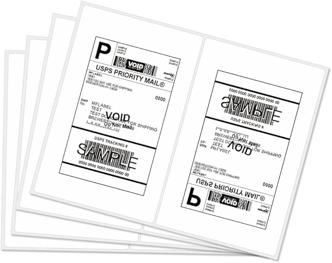 MFLABEL® Round Conrner Half Sheet Shipping Labels 2 - UP Click - n - Ship Mailing Postage Labels(2000Labels) | Laser Inkjet Printer Labels - TrueDesk
