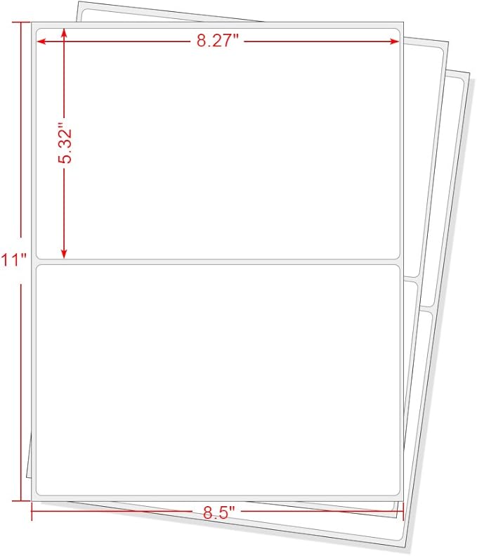 MFLABEL ®Round Conrner Half Sheet Shipping Labels 2 - UP Click - n - Ship Mailing Postage Labels(500Labels) | Laser Inkjet Printer Labels - TrueDesk