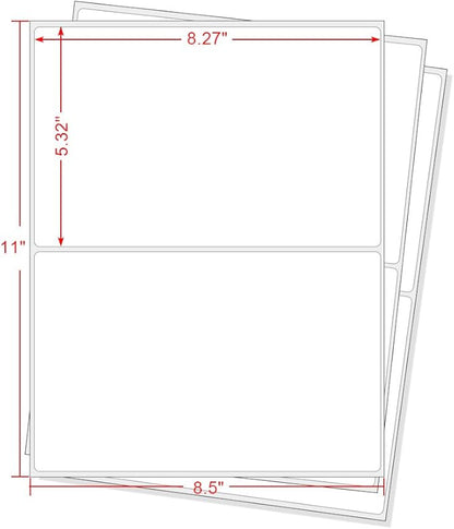 MFLABEL ®Round Conrner Half Sheet Shipping Labels 2 - UP Click - n - Ship Mailing Postage Labels(500Labels) | Laser Inkjet Printer Labels - TrueDesk