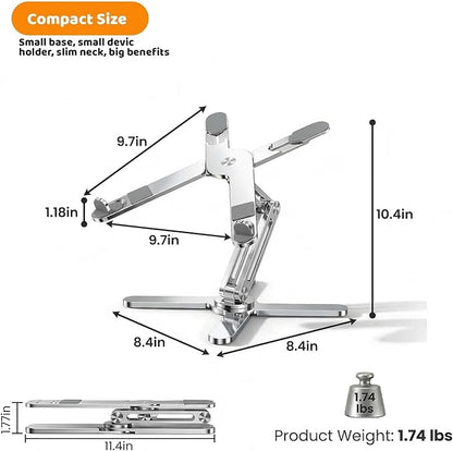 Moallia Laptop Stand with 360 Rotating Base, Computer Notebook Laptop Riser Metal Holder for Desk Collaborative Work, Fully Foldable for Easy Storage, Fits All MacBook, Laptops up to 16 inches | Stands - TrueDesk