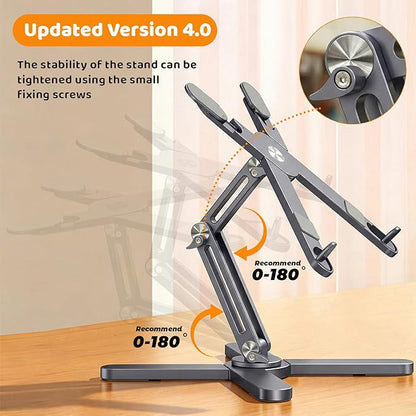 Moallia Laptop Stand with 360 Rotating Base, Computer Notebook Laptop Riser Metal Holder for Desk Collaborative Work, Fully Foldable for Easy Storage, Fits All MacBook, Laptops up to 16 inches, Grey | Stands - TrueDesk