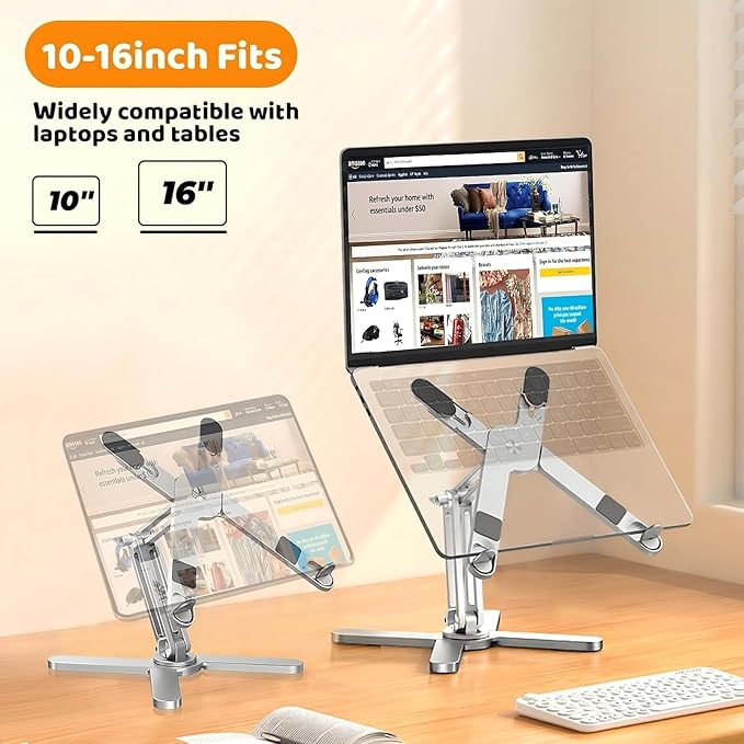 Moallia Laptop Stand with 360 Rotating Base, Computer Notebook Laptop Riser Metal Holder for Desk Collaborative Work, Fully Foldable for Easy Storage, Fits All MacBook, Laptops up to 16 inches | Stands - TrueDesk