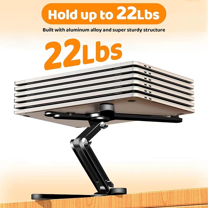 Moallia Laptop Stand with 360 Rotating Base, Computer Notebook Laptop Riser Metal Holder for Desk Collaborative Work, Fully Foldable for Easy Storage, Fits All MacBook, Laptops up to 16 inches, Black | Stands - TrueDesk