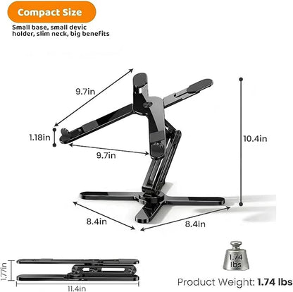 Moallia Laptop Stand with 360 Rotating Base, Computer Notebook Laptop Riser Metal Holder for Desk Collaborative Work, Fully Foldable for Easy Storage, Fits All MacBook, Laptops up to 16 inches, Black | Stands - TrueDesk