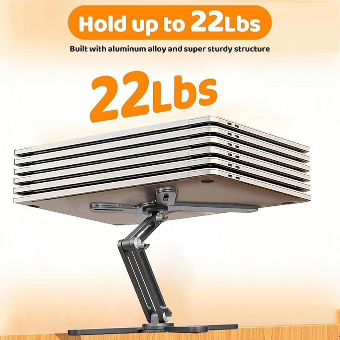Moallia Laptop Stand with 360 Rotating Base, Computer Notebook Laptop Riser Metal Holder for Desk Collaborative Work, Fully Foldable for Easy Storage, Fits All MacBook, Laptops up to 16 inches, Grey | Stands - TrueDesk